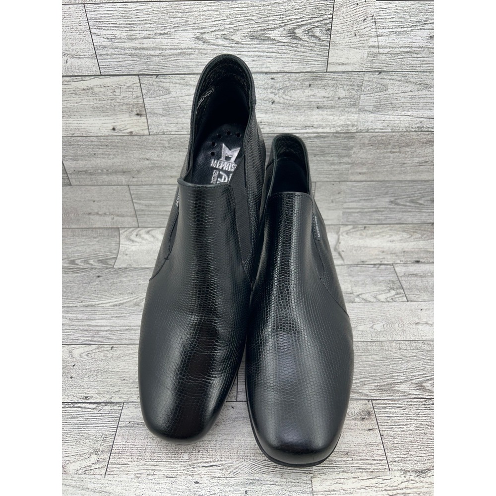 Mephisto Air-Jet Black Lizard Embossed Leather Slip On Loafers Shoes Women Sz 9
